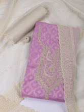 Woven Embroidered Cotton Blend Unstitched Suit With Dupatta